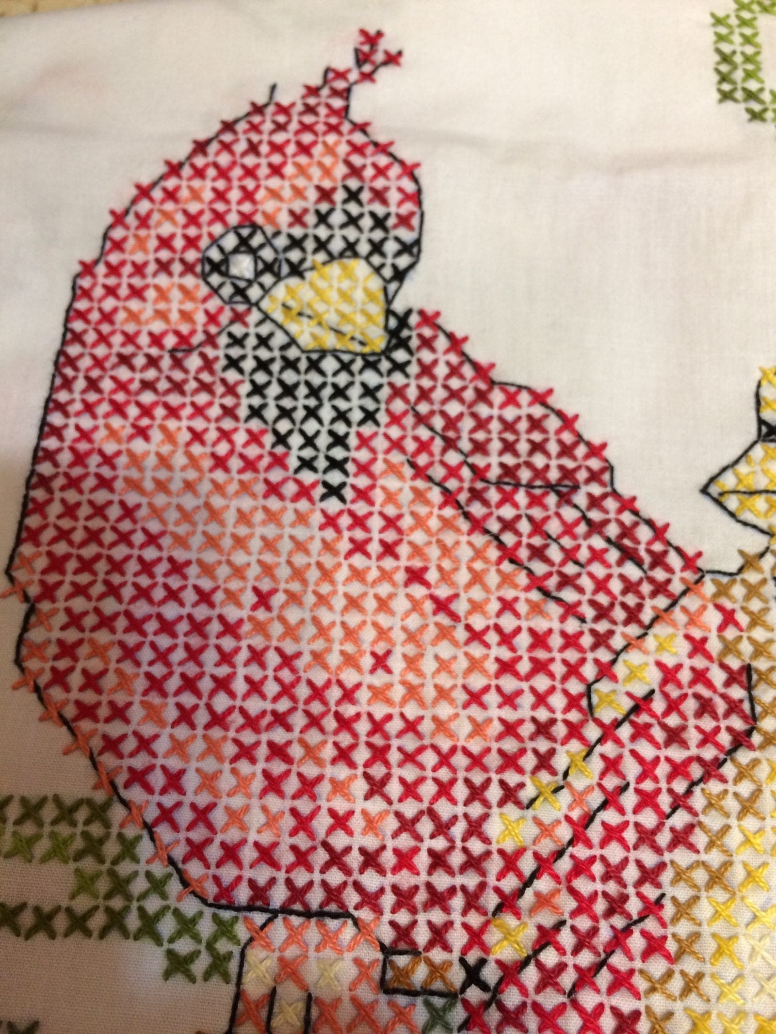 Stamped Cross Stitch Cardinal Table Runner - Pattern Princess