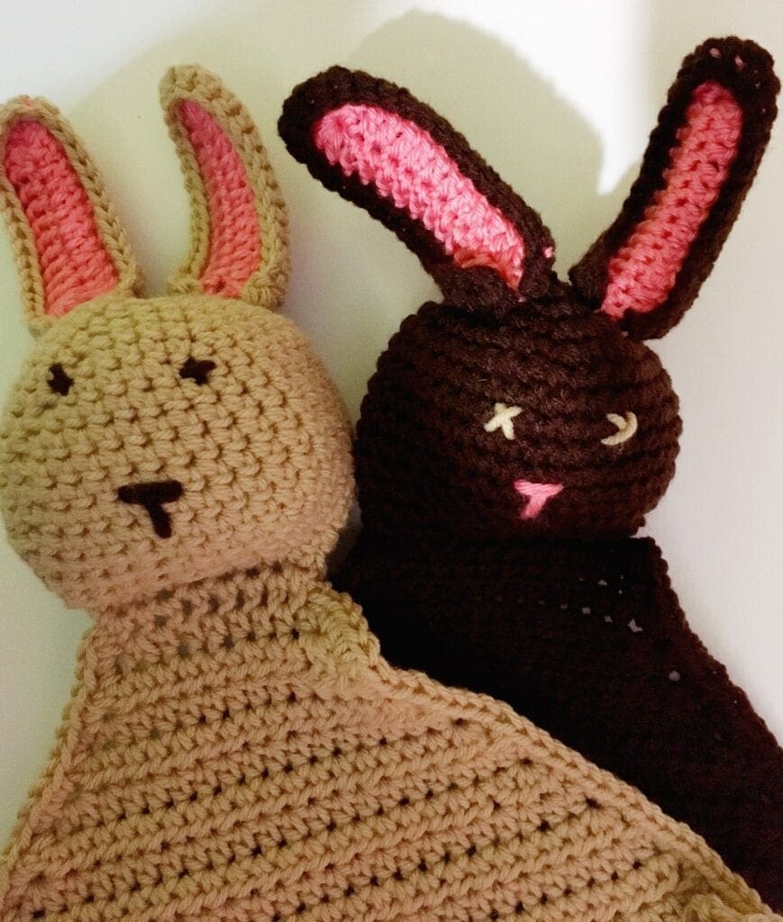 Tan and Brown Crochet  Bunnie Blankie