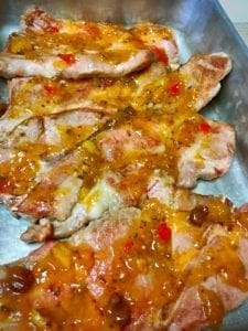 Pork Steak with Mango Chutney applied