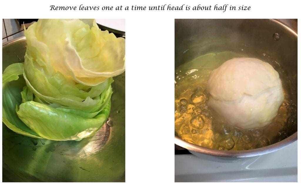 Removing cabbage leaves