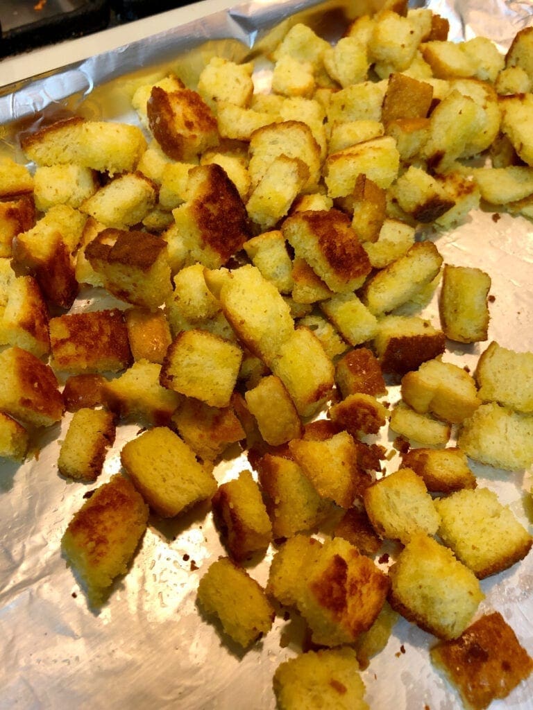 Crispy Homemade Croutons on a Sheet Pan