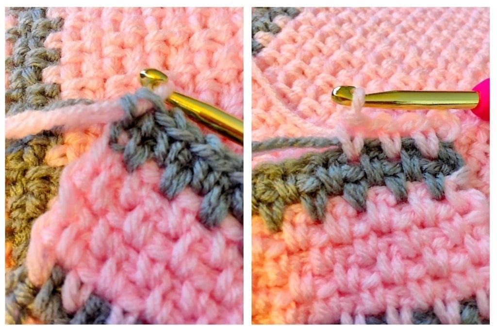 Changing colors in linen stitch