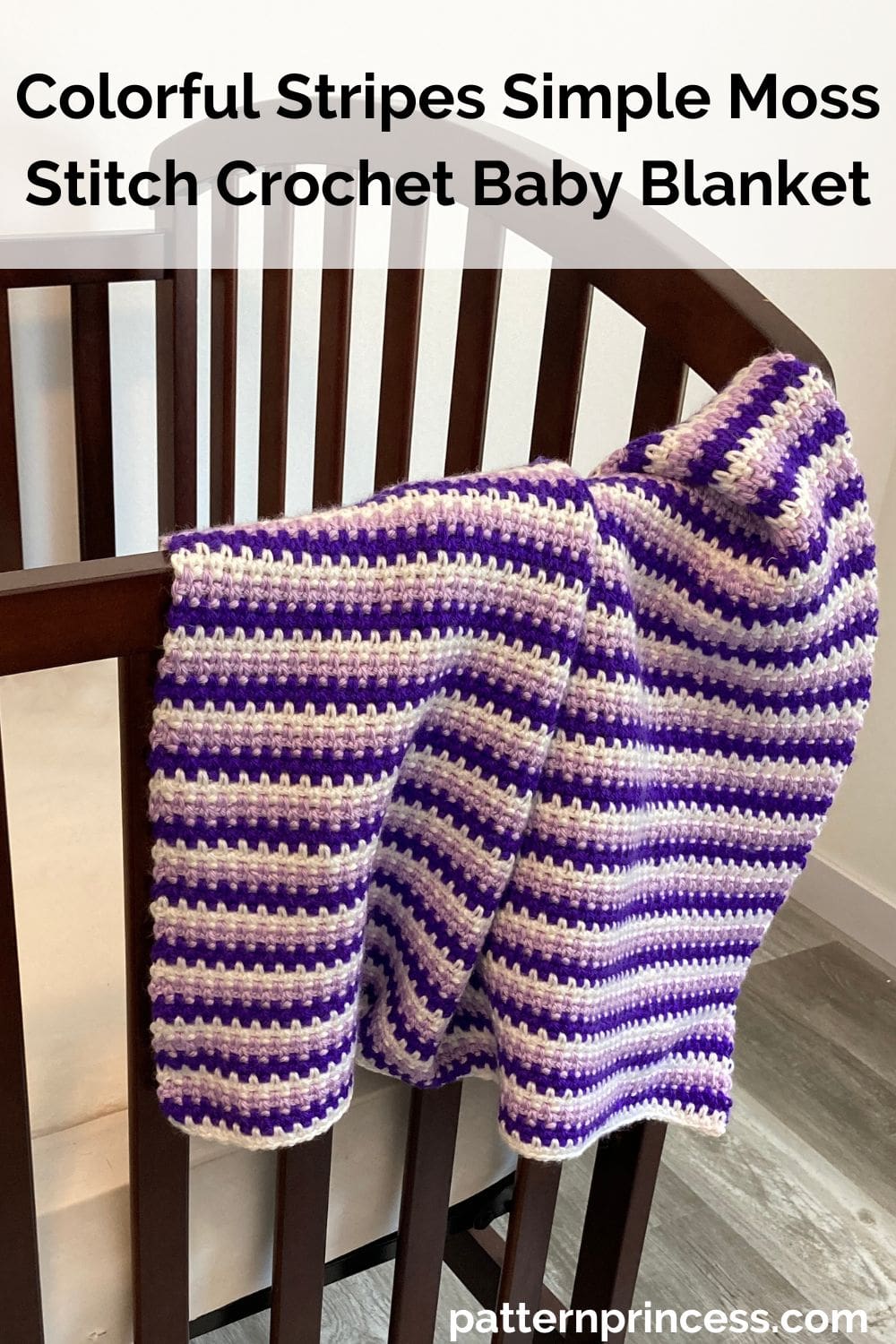 Colorful Stripes Simple Moss Stitch Crochet Baby Blanket