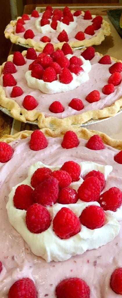 Three Raspberry Chiffon Pies