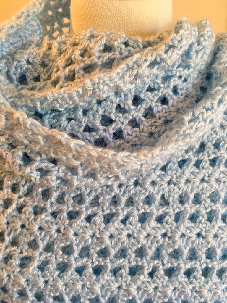 neckline of Lacy Lindsey Shawl