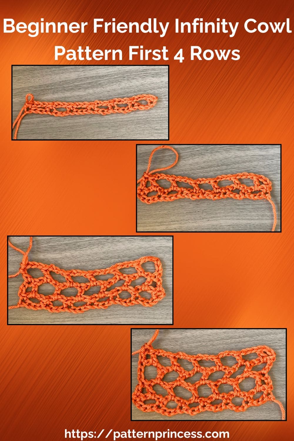 Beginner Friendly Infinity Cowl Pattern first 4 rows