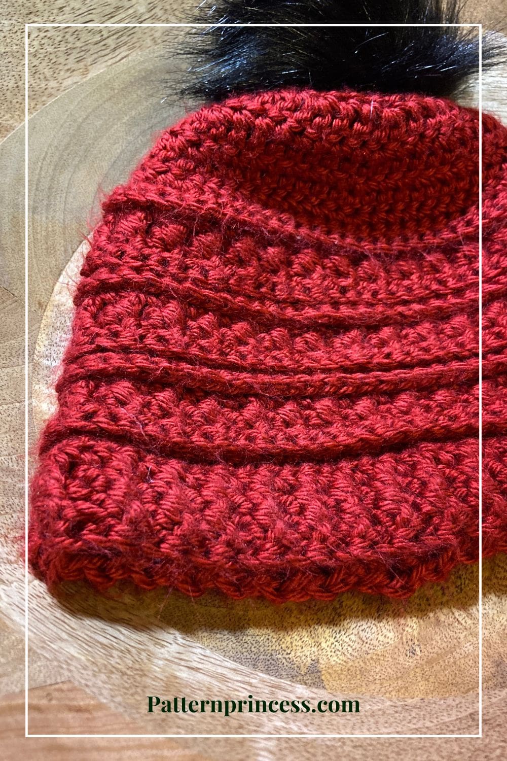 Crochet Autumn Beanie with Fur Pom Pom