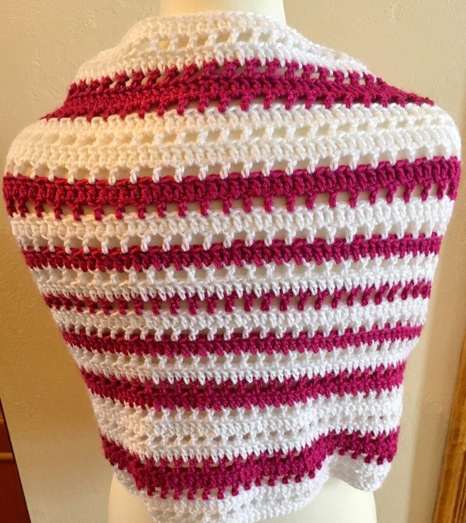 Back View of Blushing Beauty Shawl Crochet Pattern