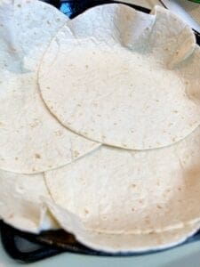 Tortilla Shells Layered in Skillet