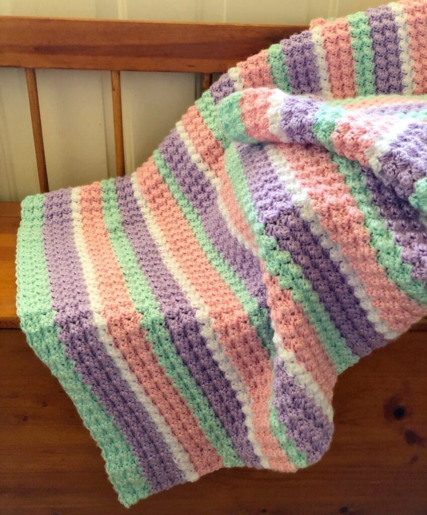 Baby blanket without border on bench