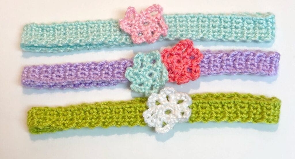 Three Pretty Headbands Made with Scrap Yarn