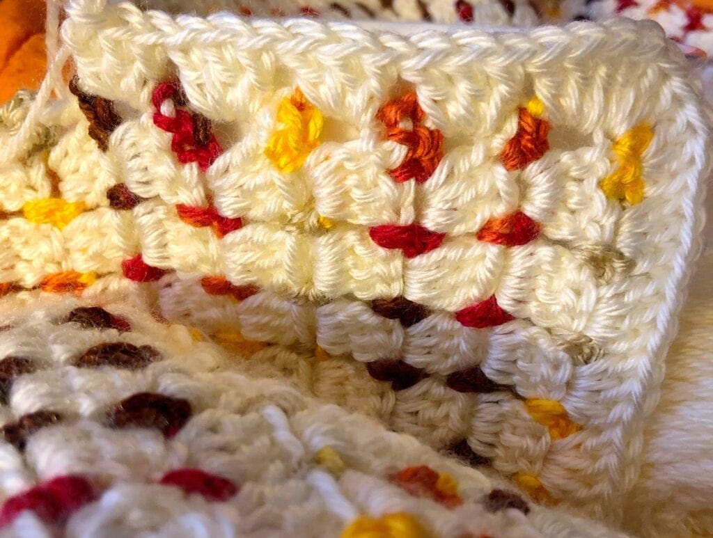 Crochet Fireside Throw Blanket with Off White Border