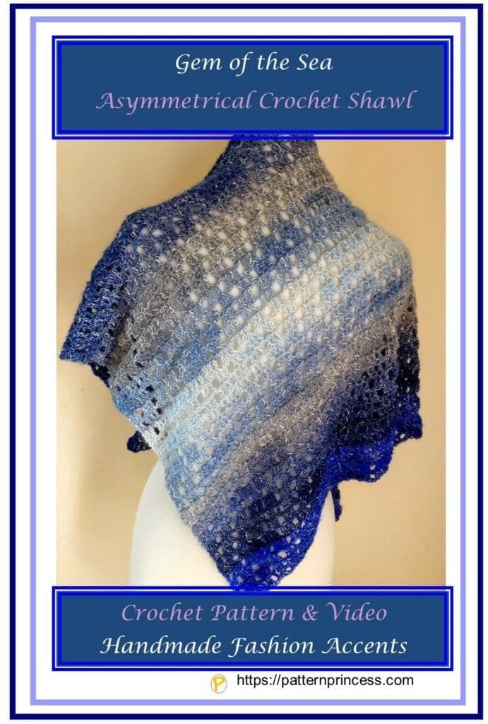 Gem of the Sea Asymmetrical Crochet Shawl 1