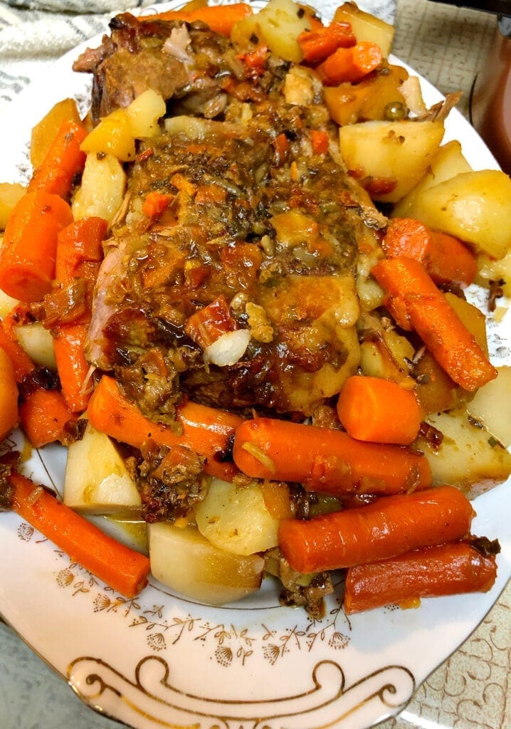 Roast and Vegetables Served on a Platter