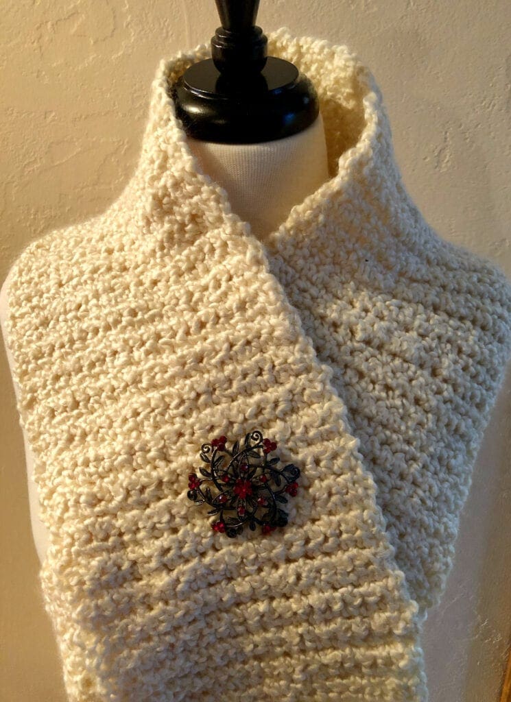 Winter Scarf with Crystal Brooch