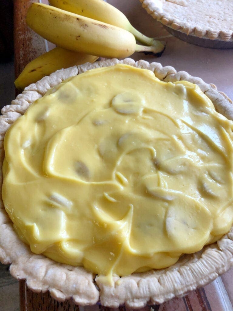 Banana Cream Pie Without Top Layer of Bananas Added Yet