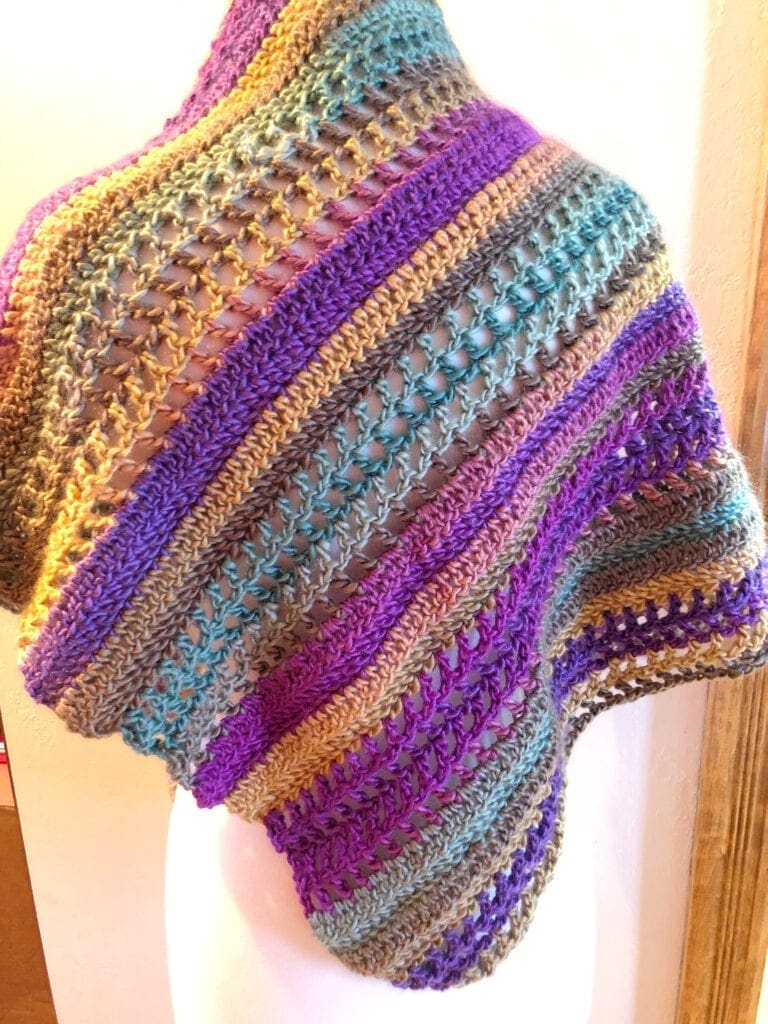 Back of the Shawl Showing the Beautiful Cabana Yarn