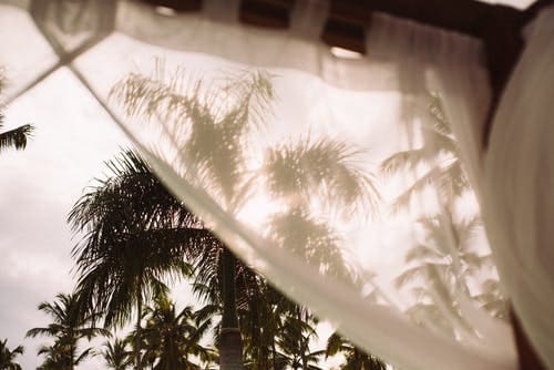 Beach Cabana Curtains Blowing in the Wind