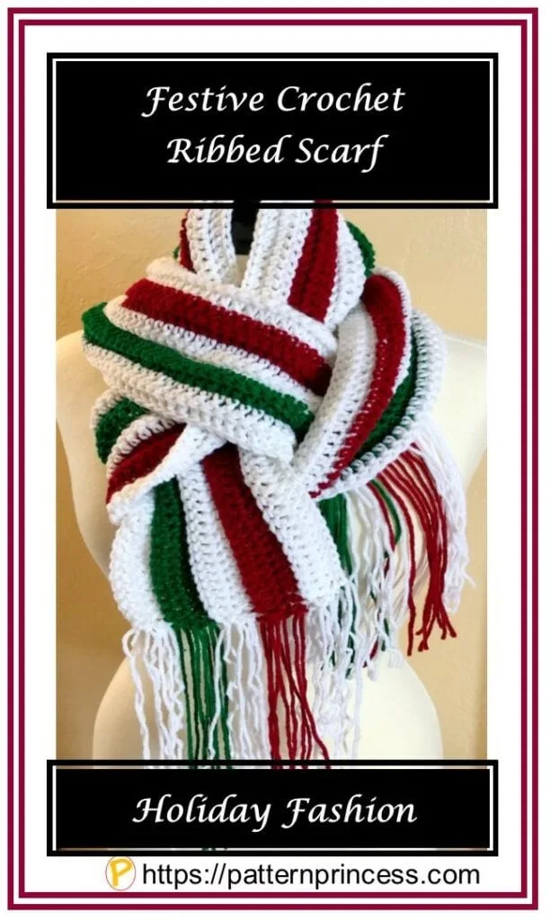 Festive Crochet Ribbed Scarf Pattern