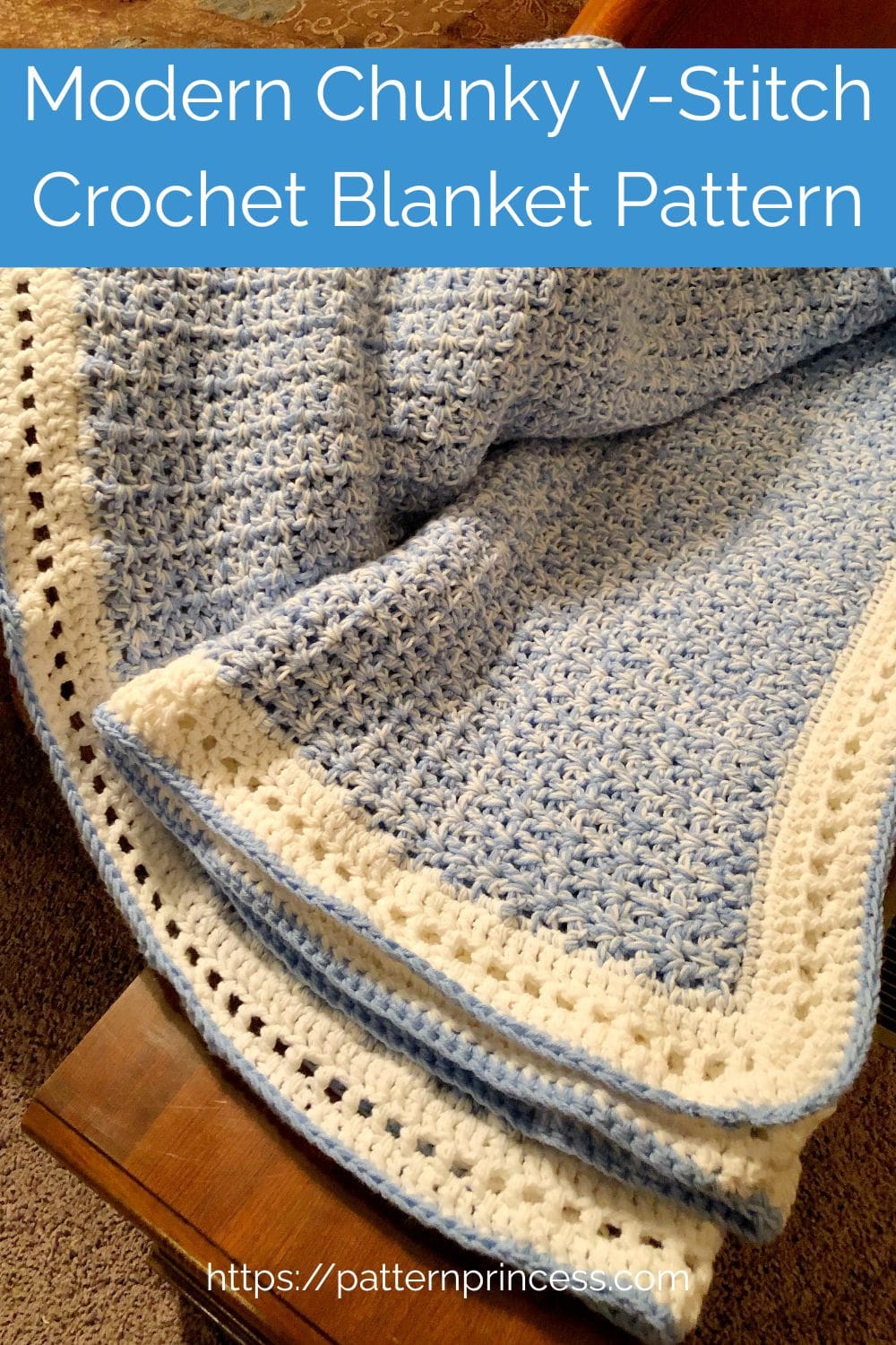 Modern Chunky V-Stitch Crochet Blanket Pattern