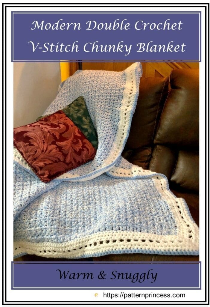 Modern Double Crochet V-Stitch Chunky Blanket