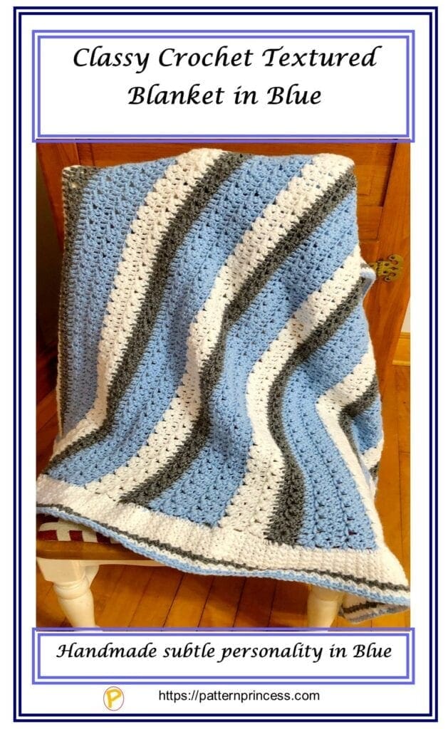 Classy Crochet Textured Blanket in Blue