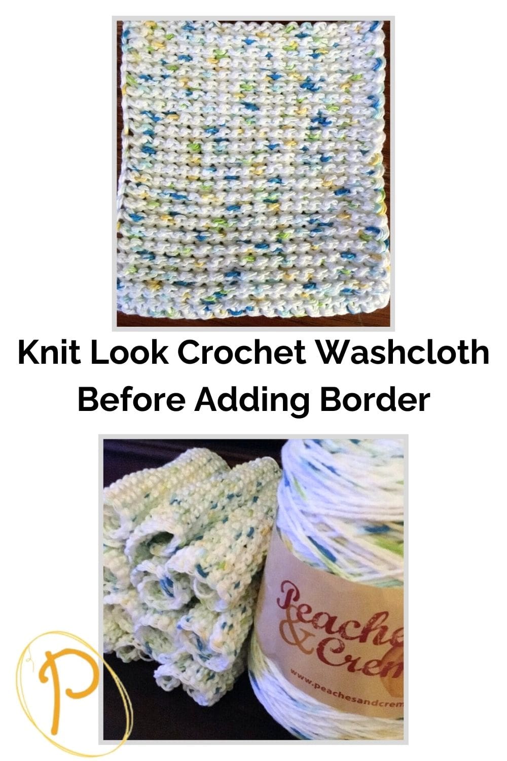 Knit Look Crochet Washcloth Before Adding Border