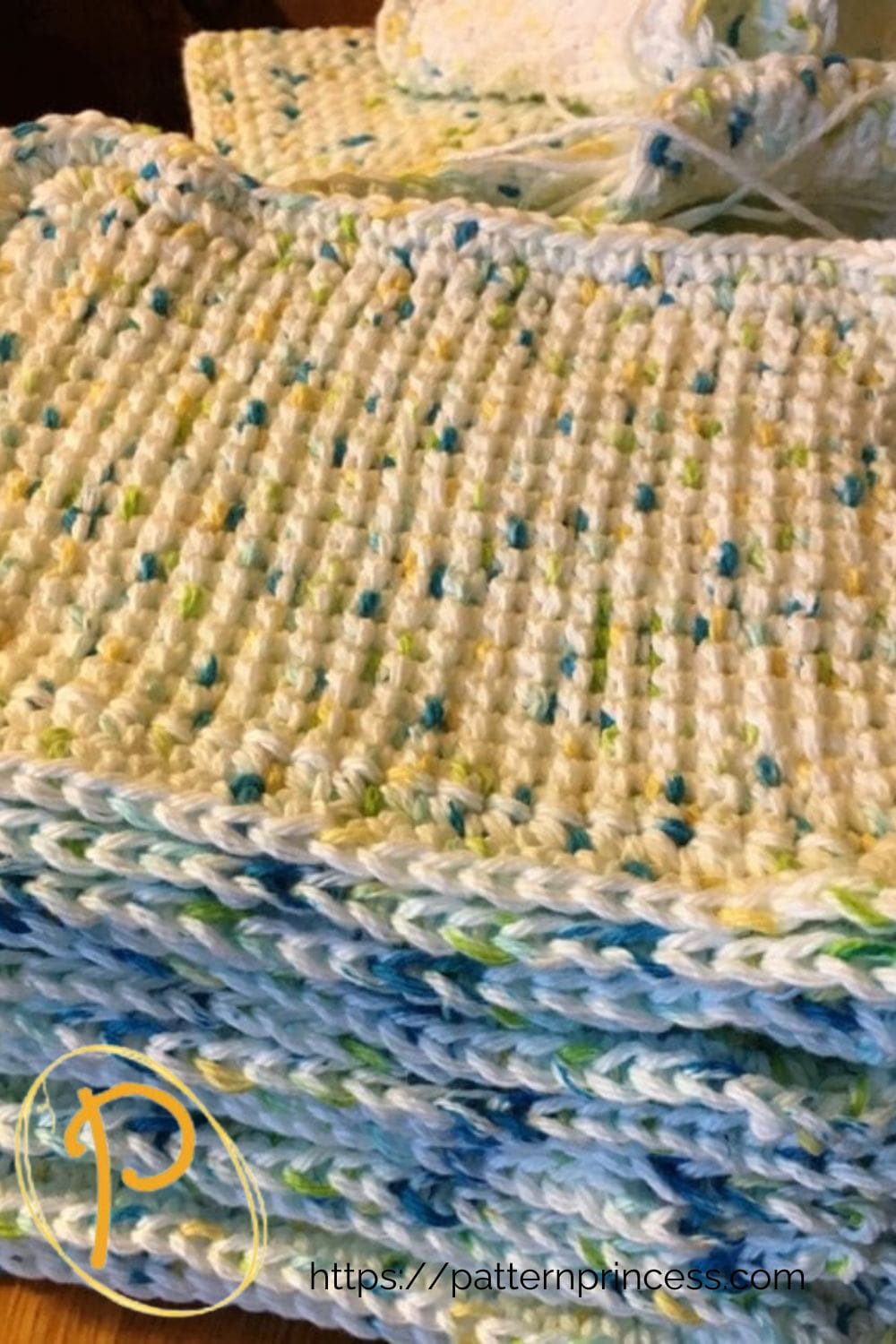 Stack of Tunisian Crochet Dishcloths Ready for Gifting