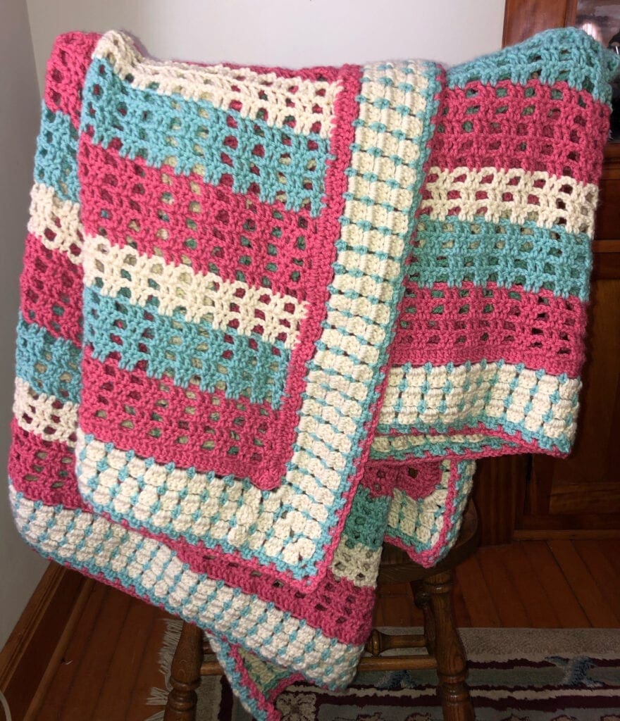 Crochet Throw Displayed on a Chair