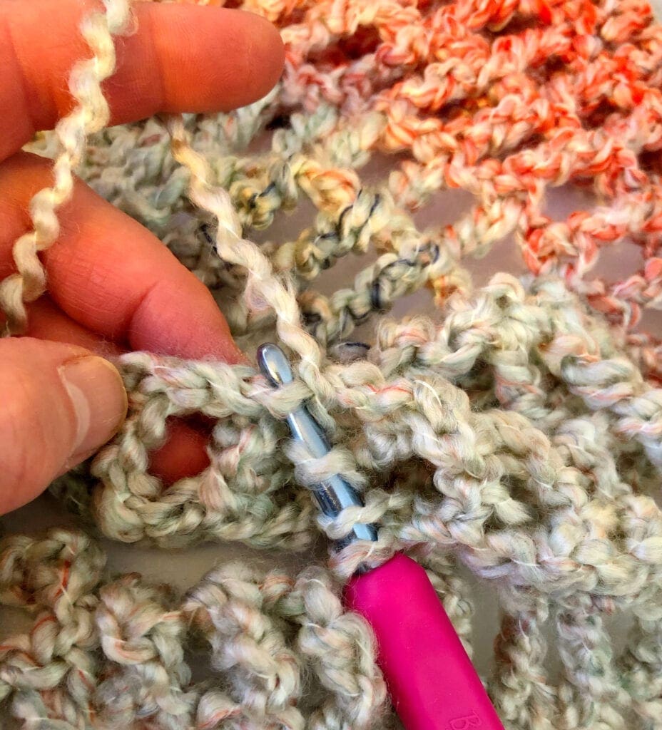 Completing Treble Crochet in Opposite Side Stitch