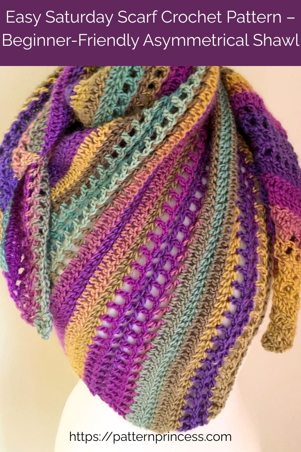 Easy Saturday Scarf Crochet Pattern – Beginner-Friendly Asymmetrical Shawl