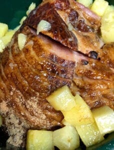 Adding Brown Sugar and Pineapple to the Slow Cooker Ham