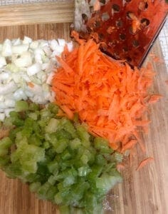 Prepping Carrots, Onions, and Celery