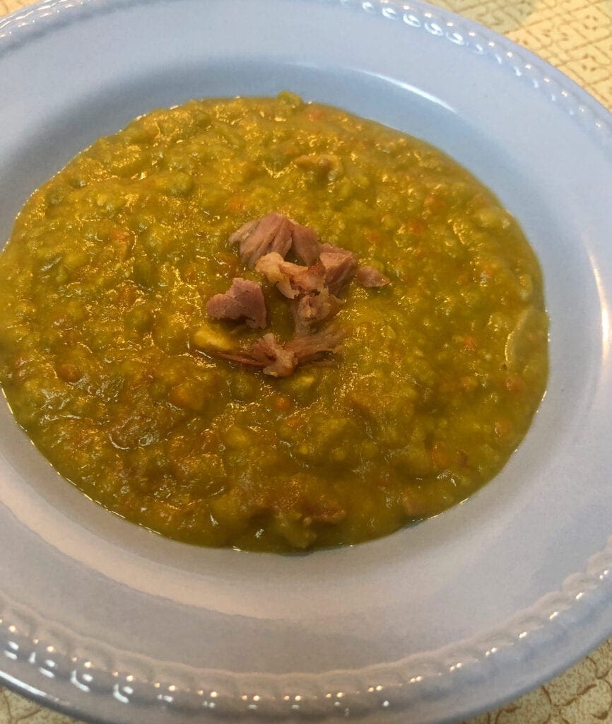 Split Pea Soup with Ham Garnish