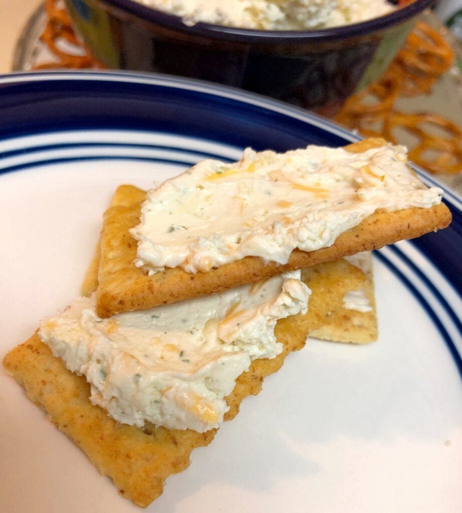 Beer Dip on Multi-Grain Crackers