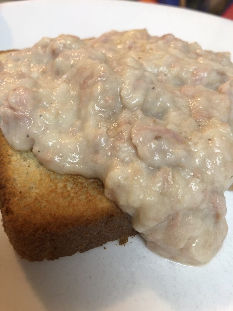 Serving Creamed Tuna Over Toast