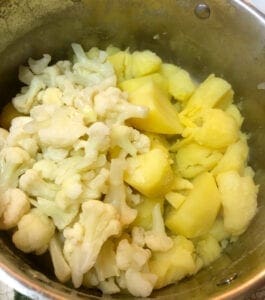 Cooked Potatoes and Cauliflower in Kettle