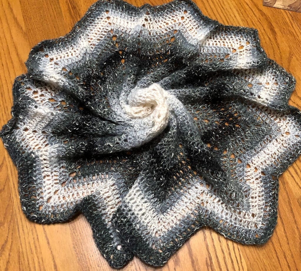 Crochet Gothic Center Piece Swirled in the Middle Displayed on a Table