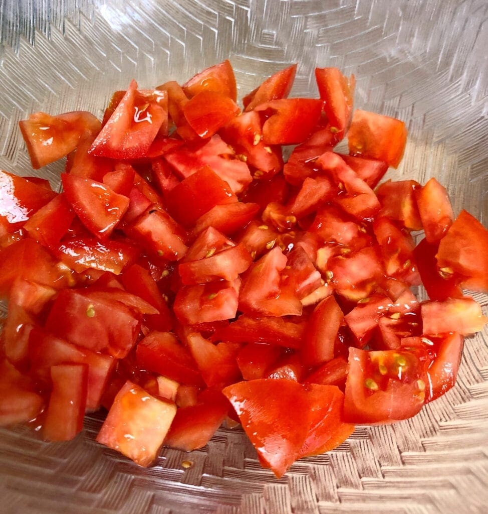 Prepping Tomatoes for the Salad