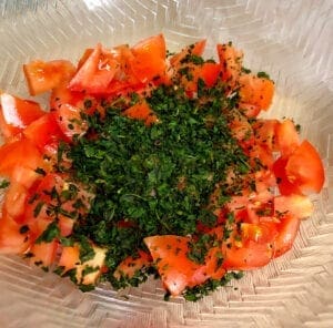 Add Fresh Basil to Tomatoes