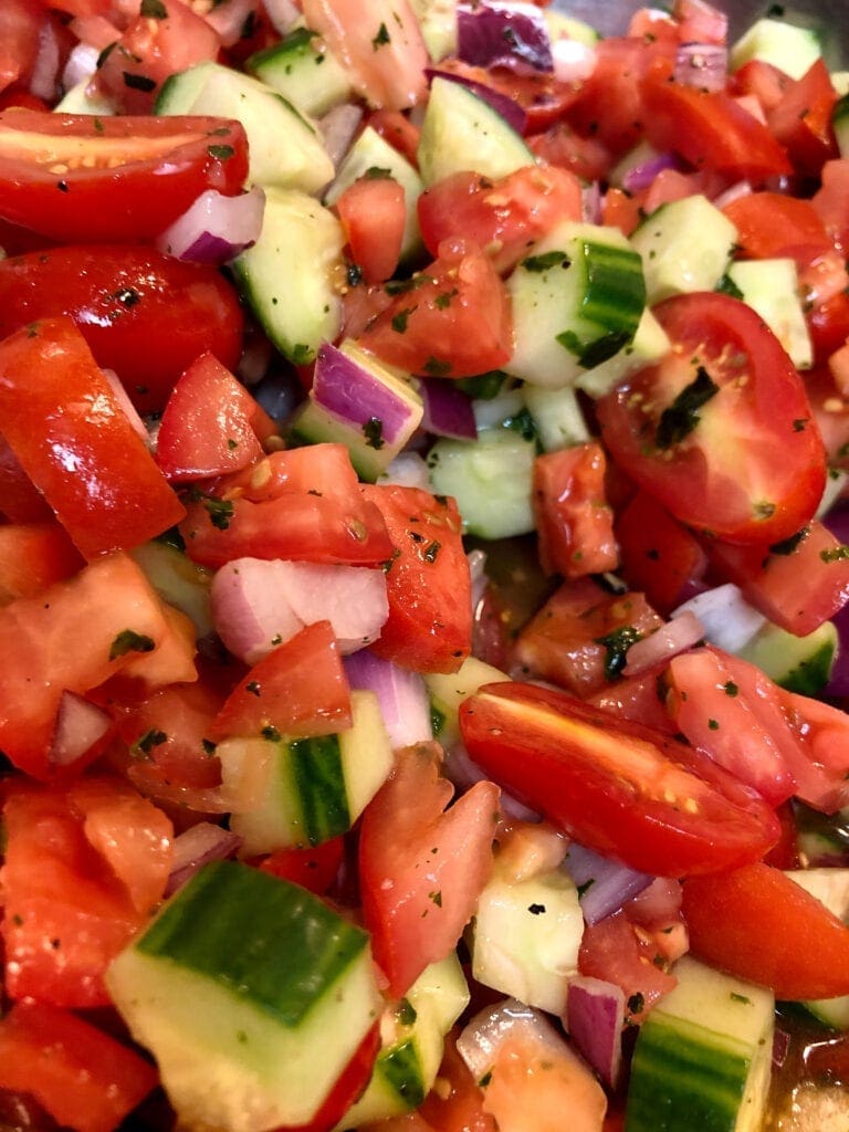 Tomato and Cucumber Topping for Crostini