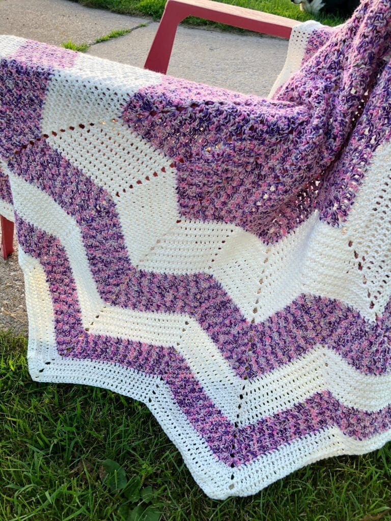 Round Chevron Blanket on Lawn Chair