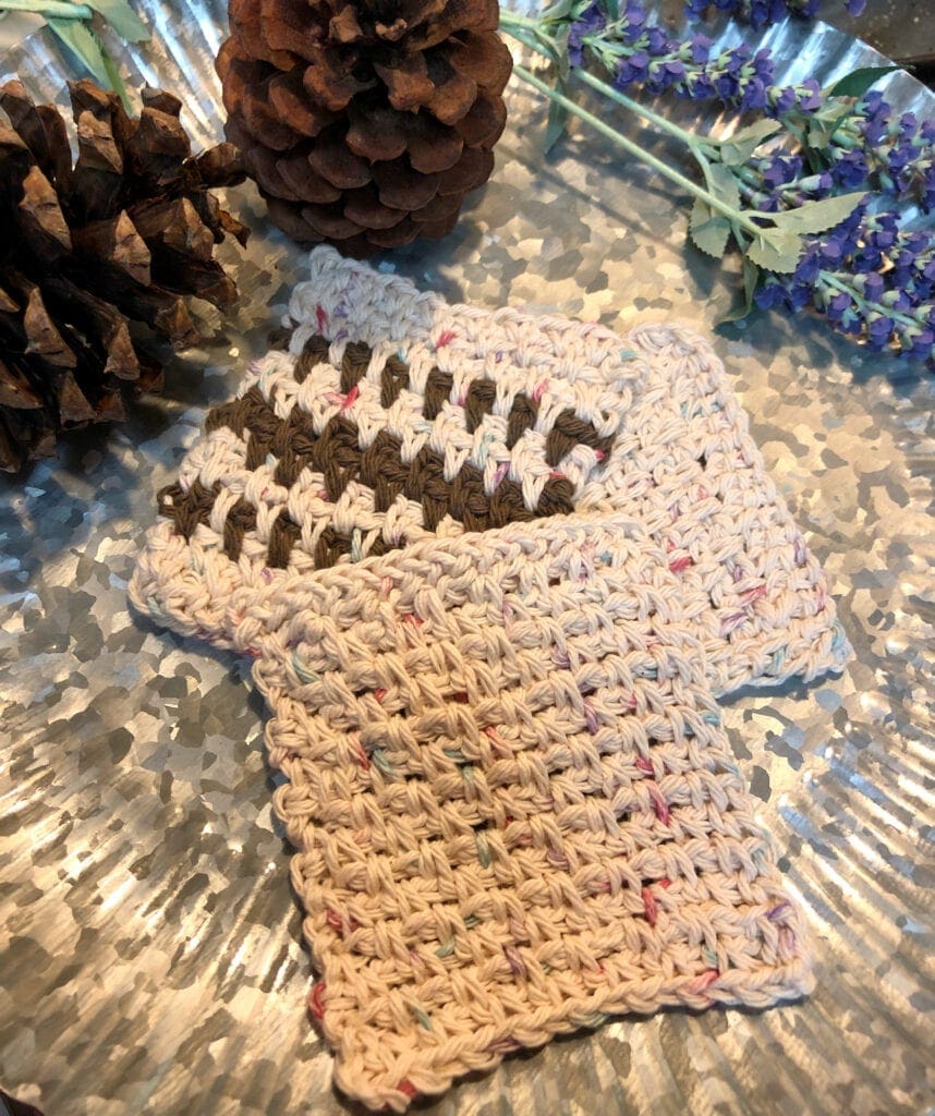 Earth Tone Crochet Coasters Displayed