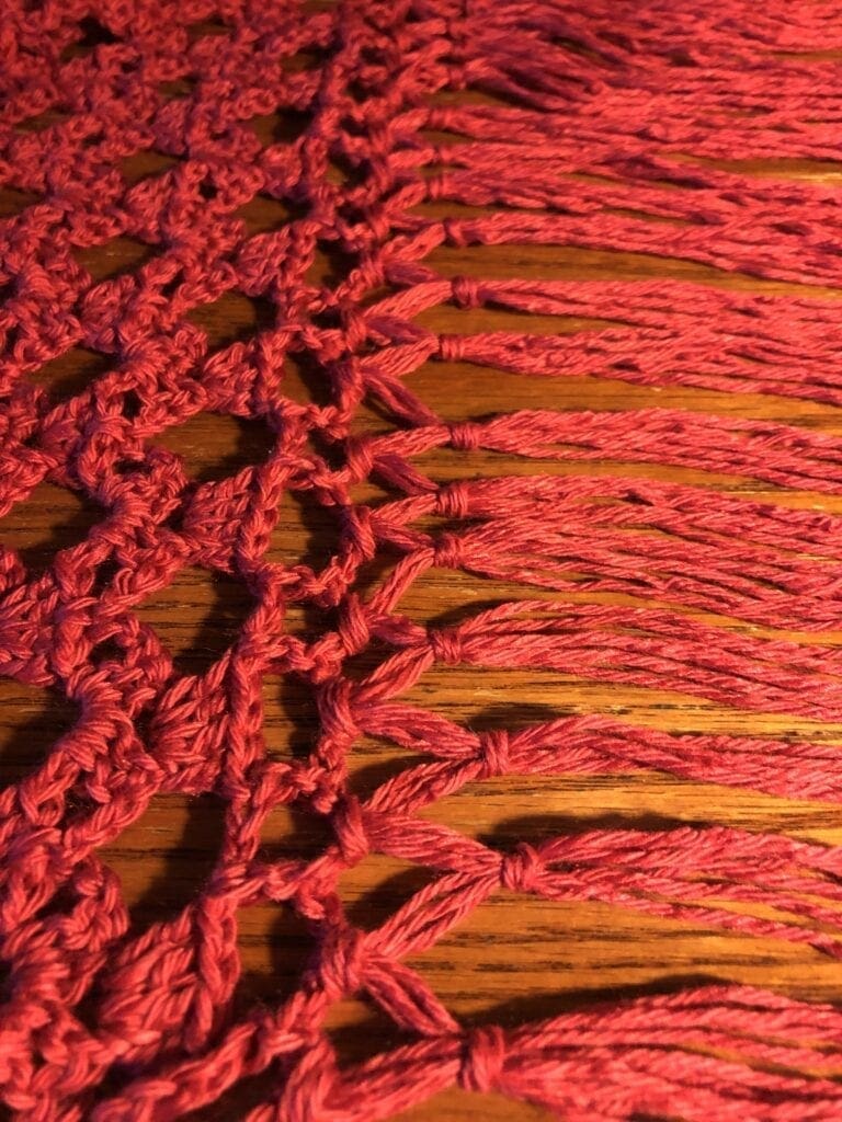 Adding Fringe on the Lacy Crochet Blanket