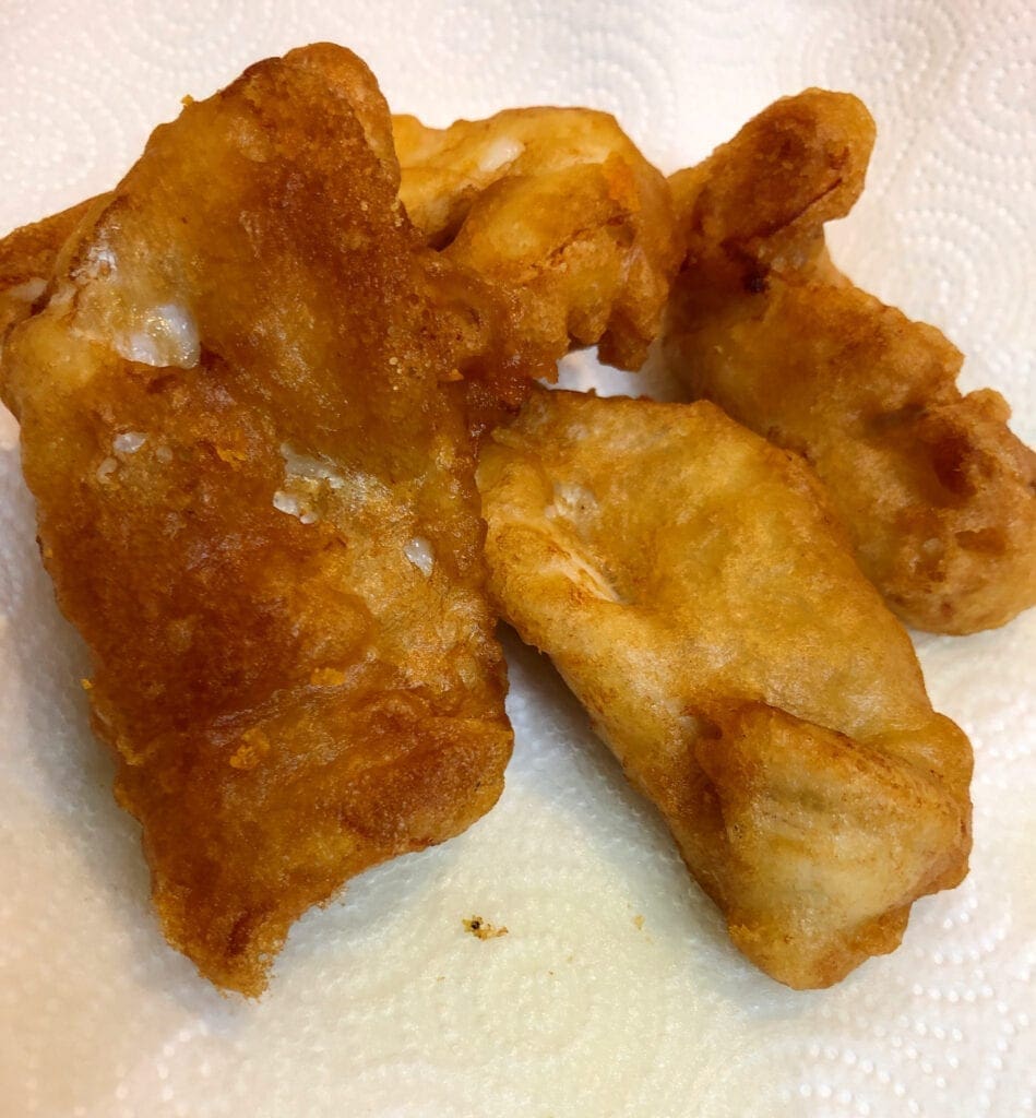 Crispy Beer Battered Fish on Paper Towel