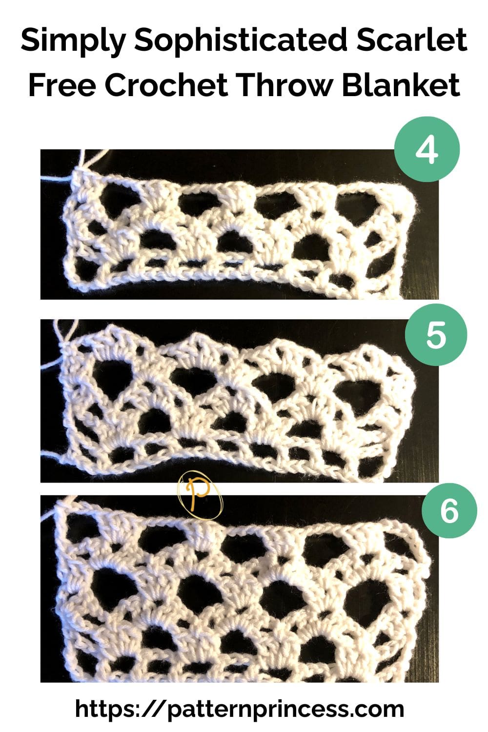 Simply Sophisticated Scarlet Free Crochet Throw Blanket rows 4-6