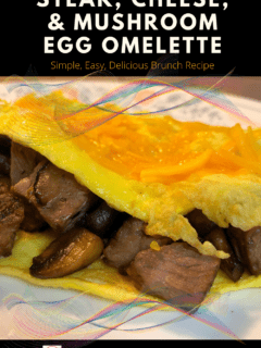 Steak, Cheese, and Mushroom Egg Omelette