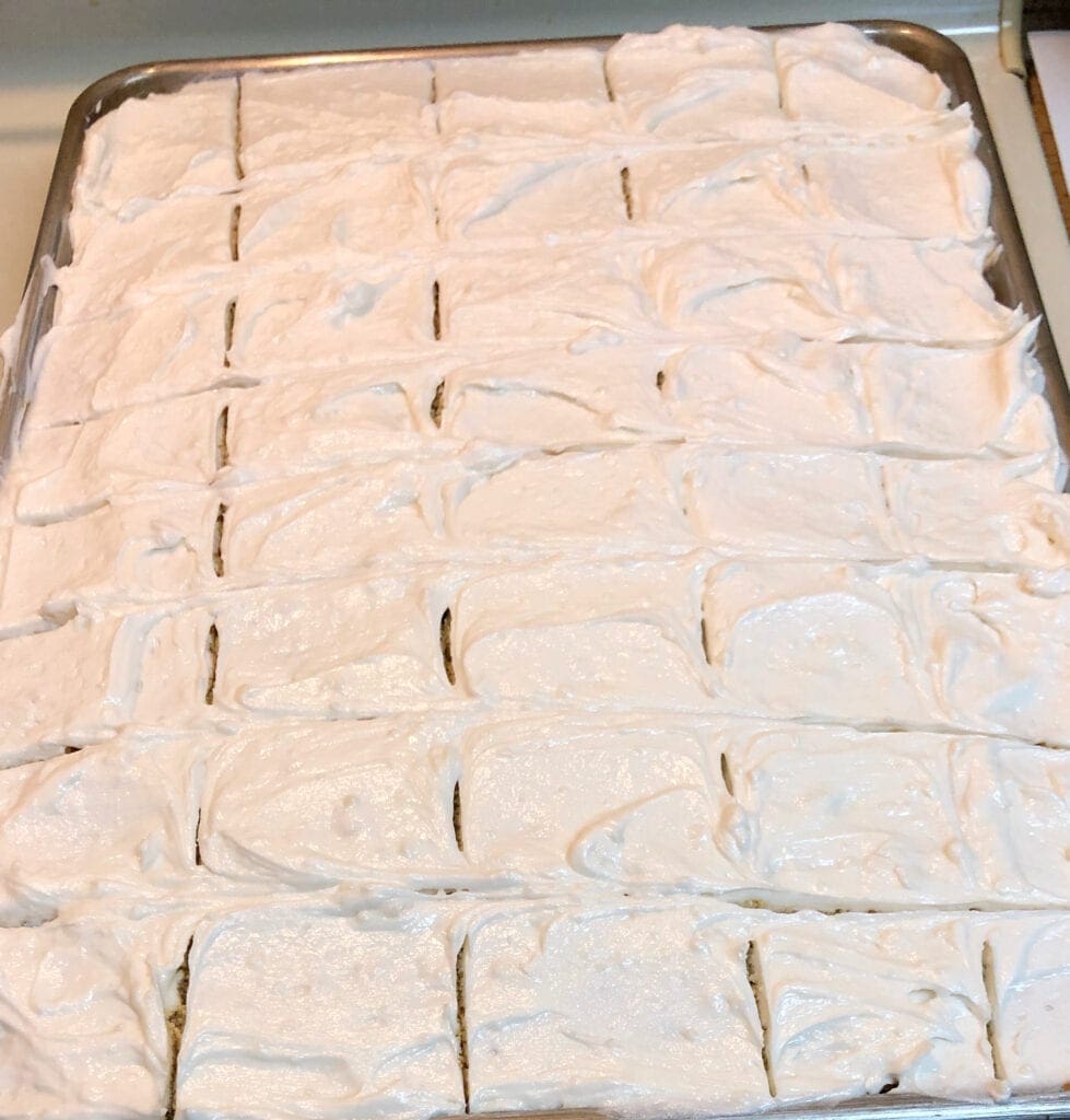 Pan of Vanilla Sheet Cake with Buttercream Frosting