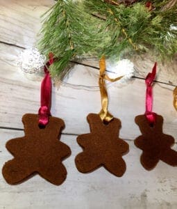 Applesauce Cinnamon Ornaments Displayed with Ribbon