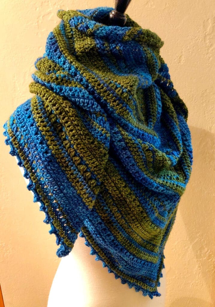 Triangle Shawl Displayed with Sides Around Neck